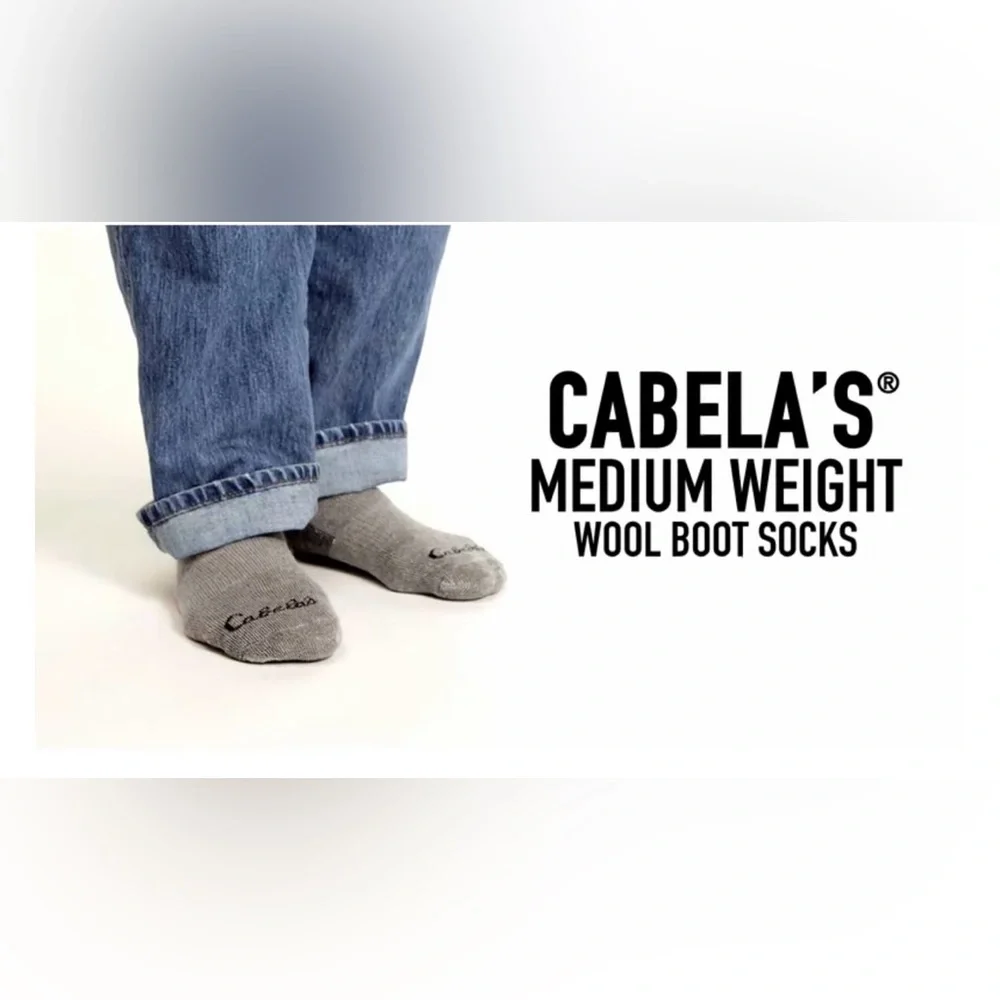 Cabela's Medium-Weight Wool Boot Socks for Men Gray Size Large 9-12